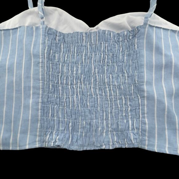Lane Bryant Cropped Tank Top Blue Striped Linen Blend Women Plus Size 20 - Picture 4 of 8